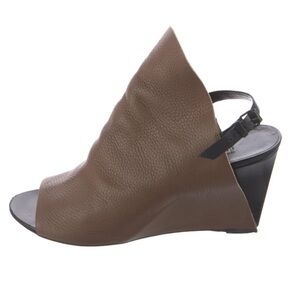 Balenciaga Vintage Brown Leather Wedge Sandals